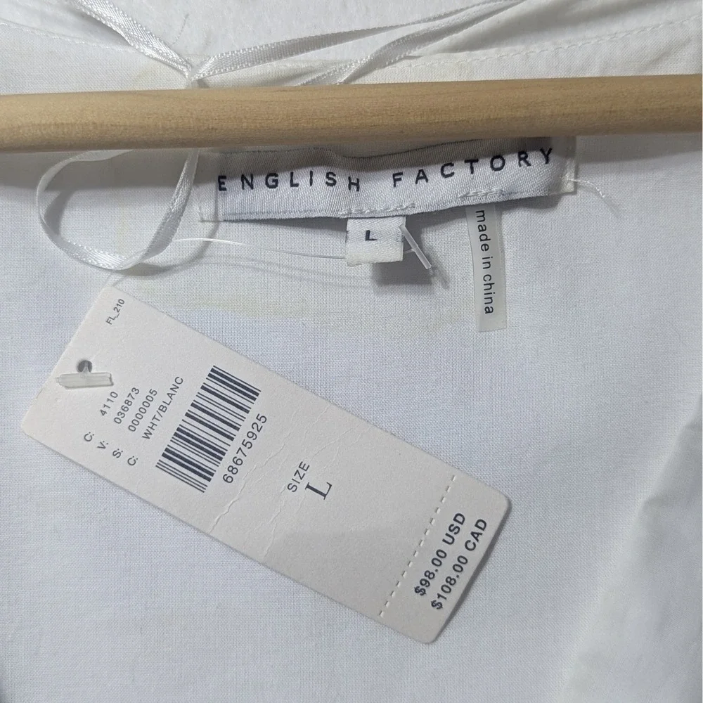 Anthropologie English Factory White Twist‎ Front Top L NWT Read